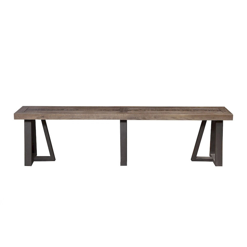 75" Natural and Black Distressed Solid Wood Dining Bench