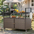 Outdoor Rolling Grill Cart Table with Wheels