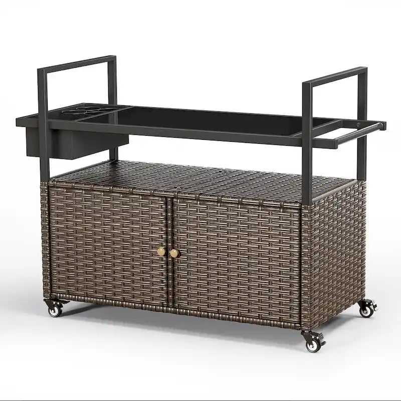 Outdoor Rolling Grill Cart Table with Wheels