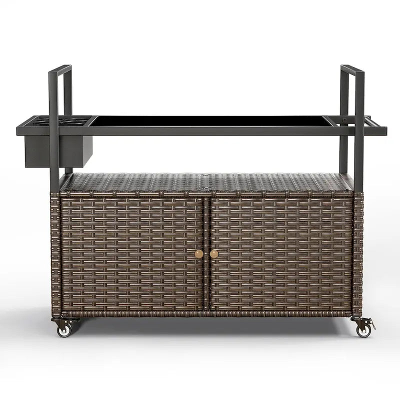 Outdoor Rolling Grill Cart Table with Wheels