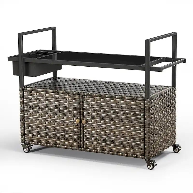Outdoor Rolling Grill Cart Table with Wheels
