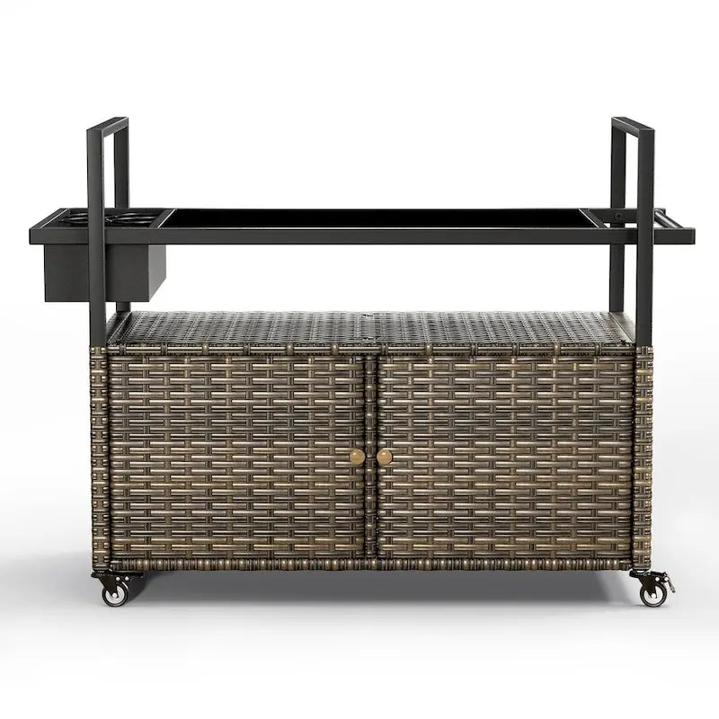 Outdoor Rolling Grill Cart Table with Wheels