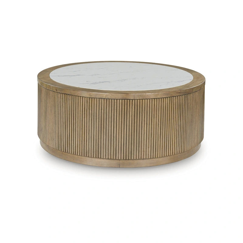 Light Brown/White Coffee Table - 42 W x 42 D x 17.5 H