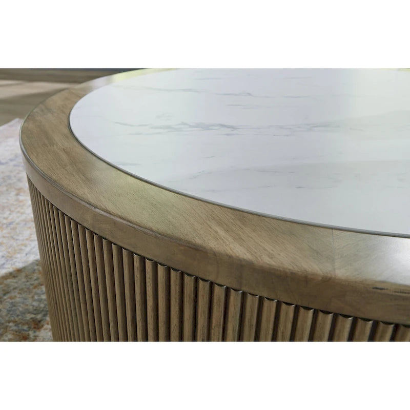 Light Brown/White Coffee Table - 42 W x 42 D x 17.5 H