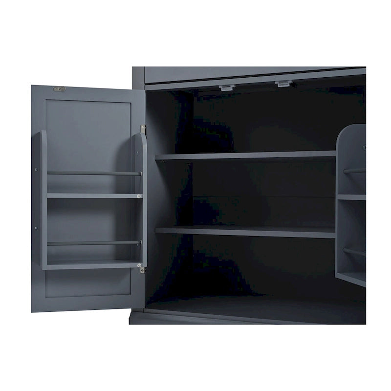 Freestanding Kitchen Pantry Cabinet with Drawer, 2 Adjustable Shelves and 2 Door Shelves
