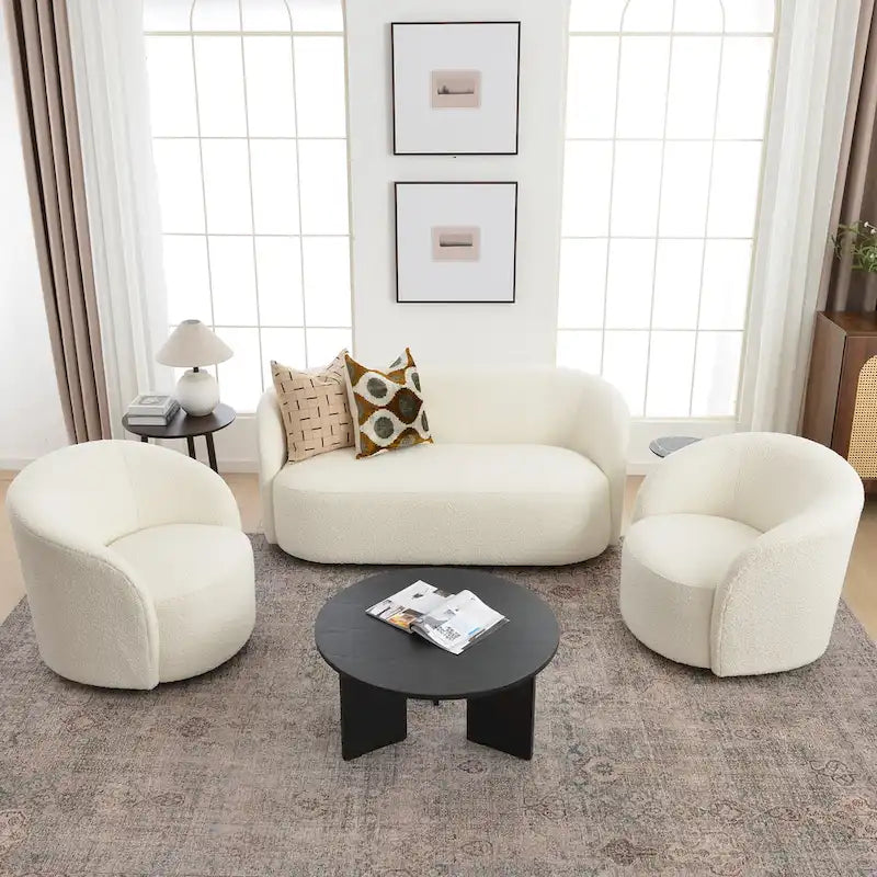 Upholstered Loveseat Boucle Sofa Couch, 68W