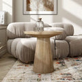 Modern Round Solid Wood Pedestal End Table