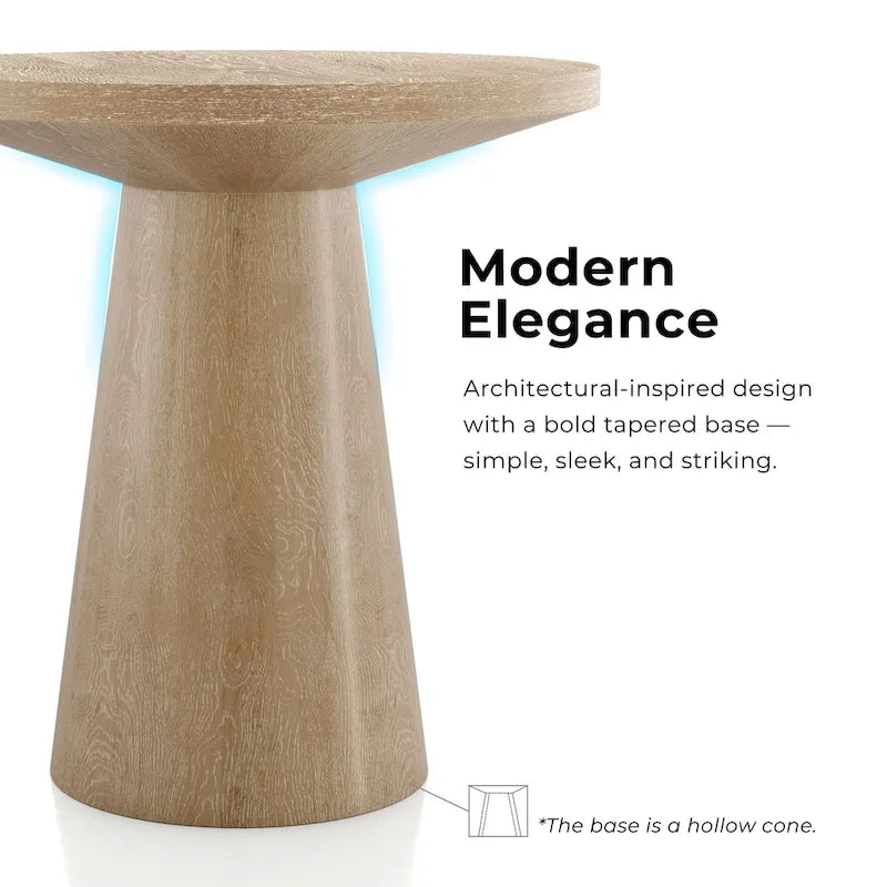 Modern Round Solid Wood Pedestal End Table