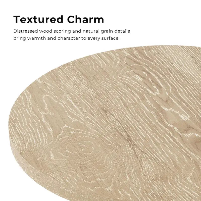Modern Round Solid Wood Pedestal End Table