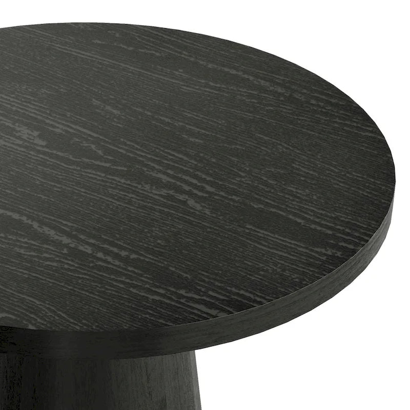 Modern Round Solid Wood Pedestal End Table