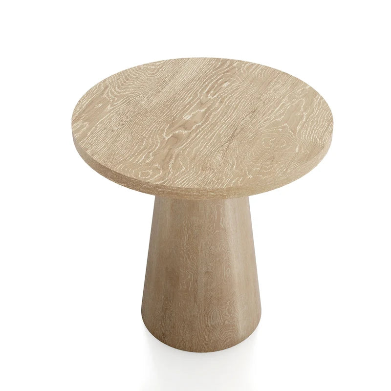 Modern Round Solid Wood Pedestal End Table