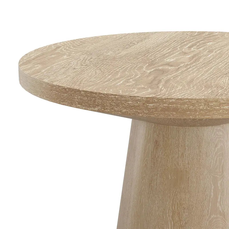Modern Round Solid Wood Pedestal End Table