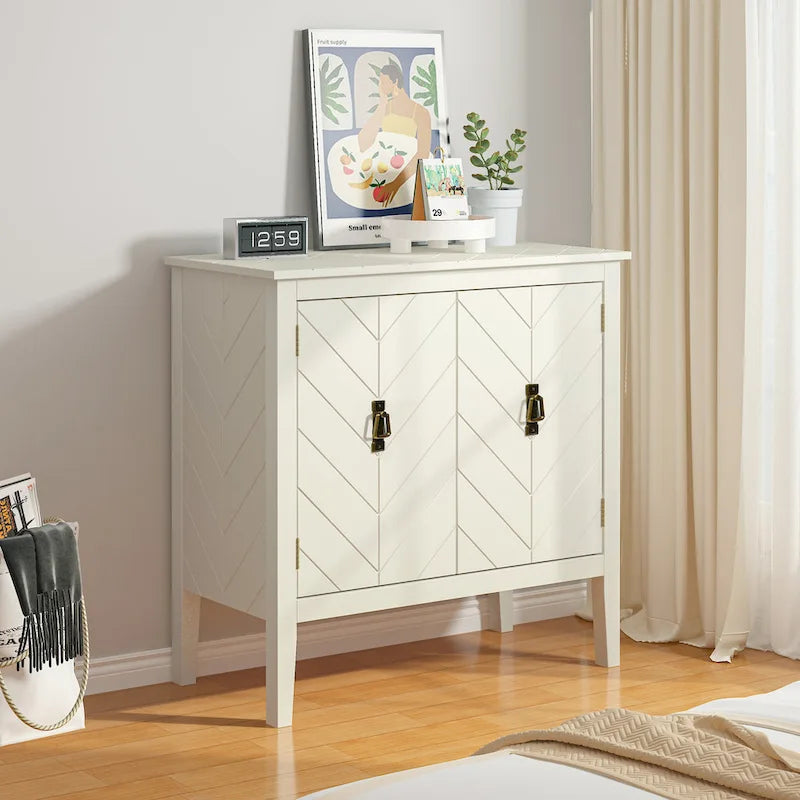 2-Door Wooden Storage Cabinet with Vintage Style