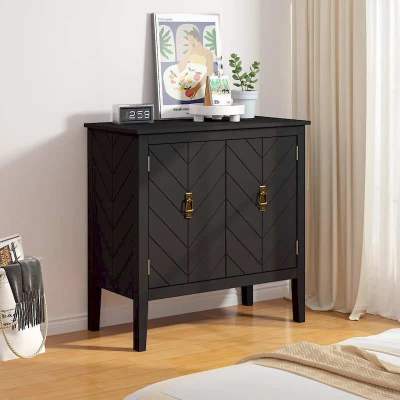 2-Door Wooden Storage Cabinet with Vintage Style