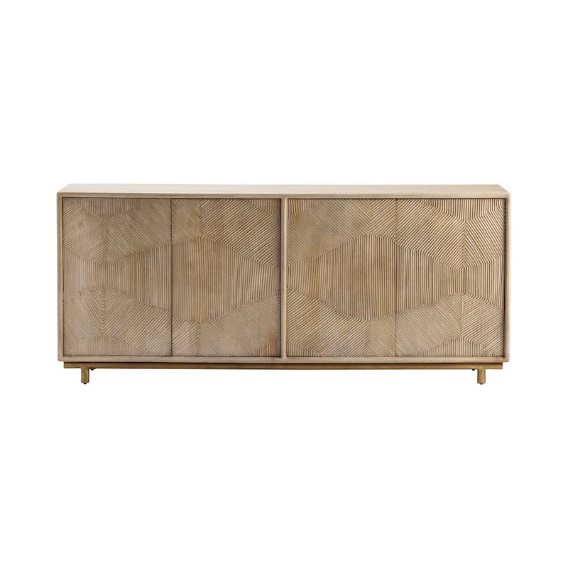 Four-Door Wooden Sideboard, Beige