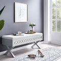 Mirrored Diamond Filigree X Base Lift Top Storage Bench