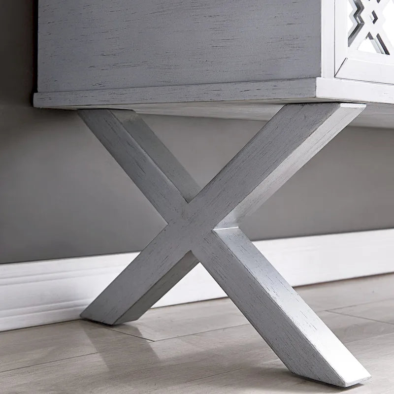 Mirrored Diamond Filigree X Base Lift Top Storage Bench