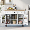 Kitchen Island with 5 Wheels, Storage Cabinet and 3 Drawers