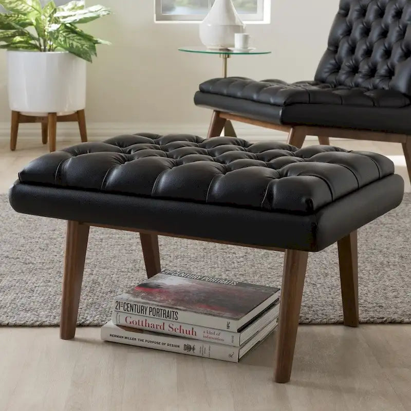 Mid-Century Upholstered Ottoman