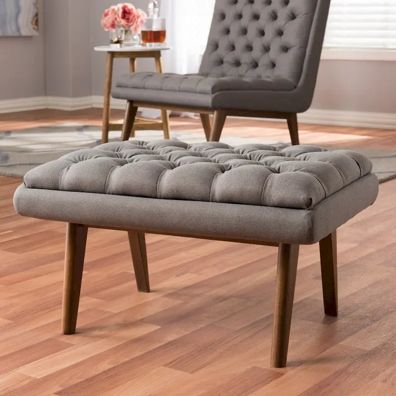 Mid-Century Upholstered Ottoman