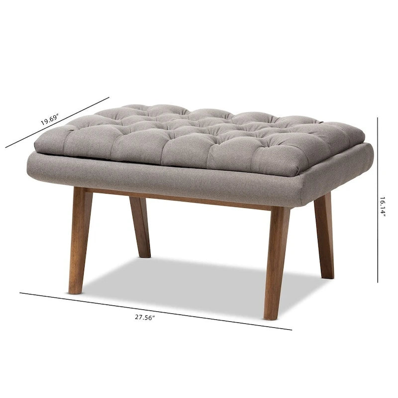 Mid-Century Upholstered Ottoman