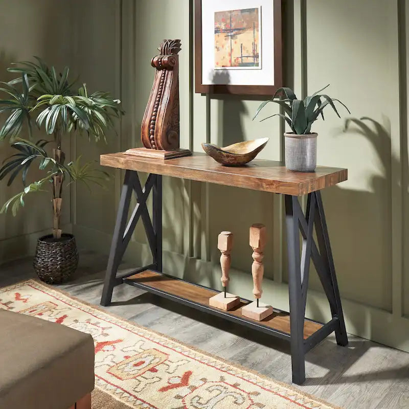 Rustic X-Base Sofa Entryway Table