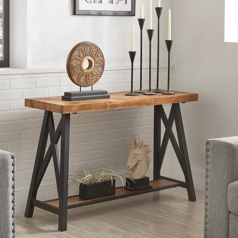 Rustic X-Base Sofa Entryway Table