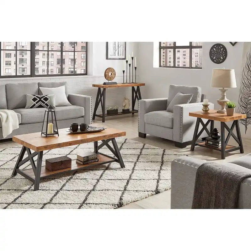 Rustic X-Base Sofa Entryway Table