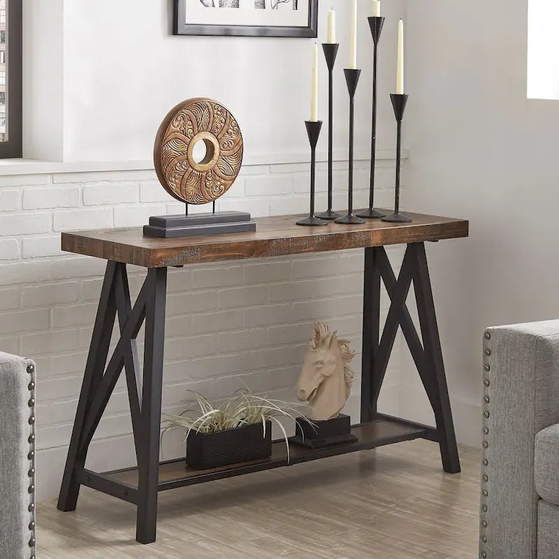 Rustic X-Base Sofa Entryway Table