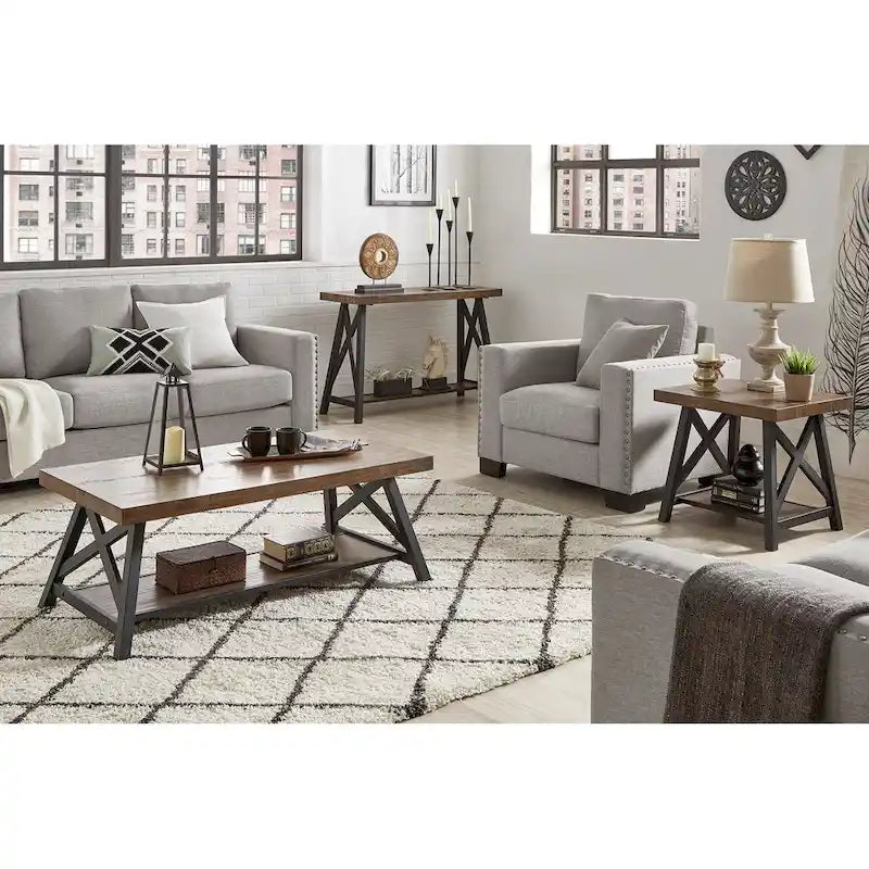 Rustic X-Base Sofa Entryway Table
