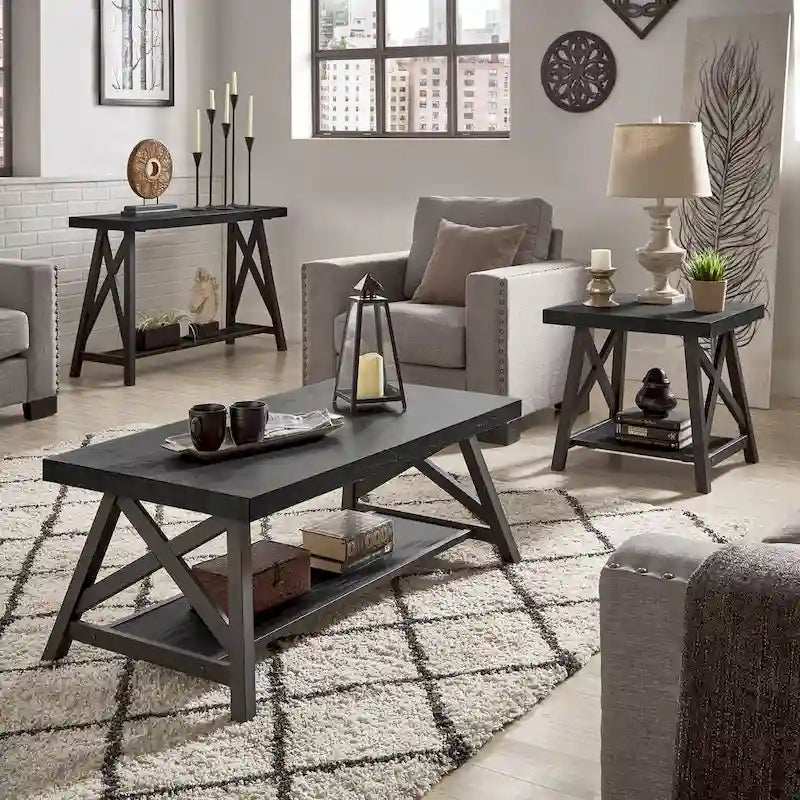Rustic X-Base Sofa Entryway Table