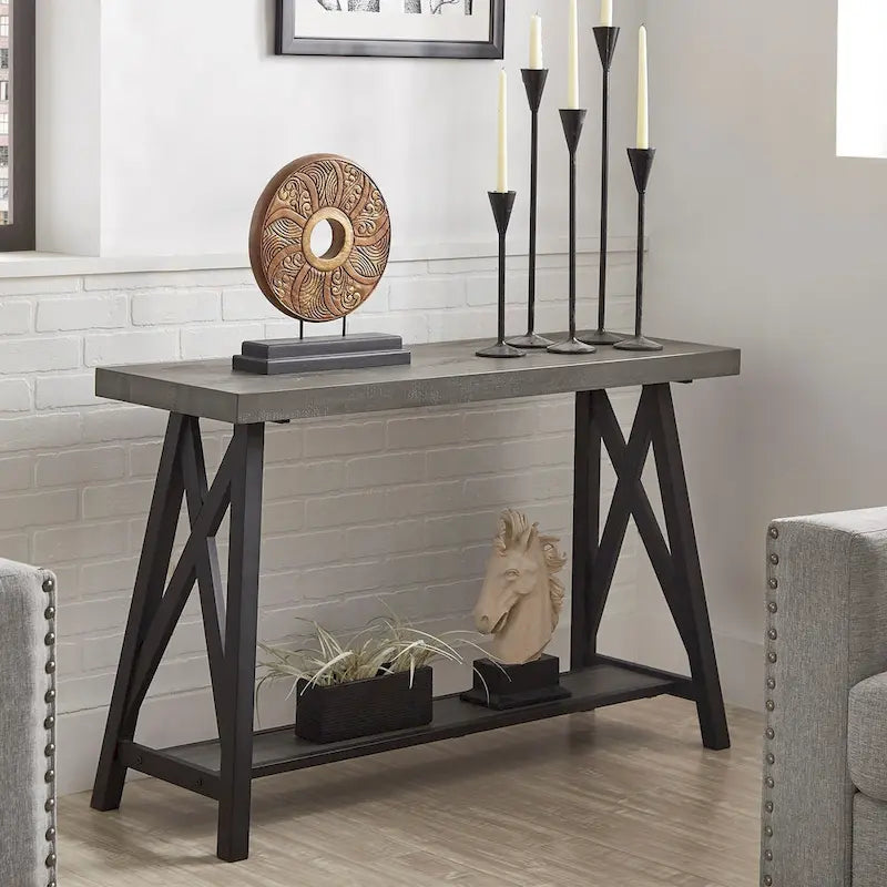 Rustic X-Base Sofa Entryway Table