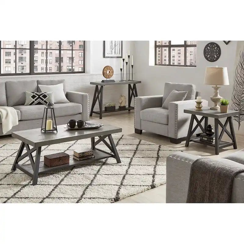 Rustic X-Base Sofa Entryway Table