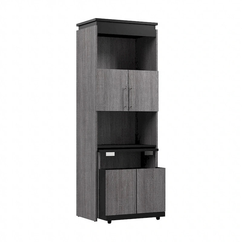 30W Tall Storage Cabinet with Doors and Fold-Out Desk