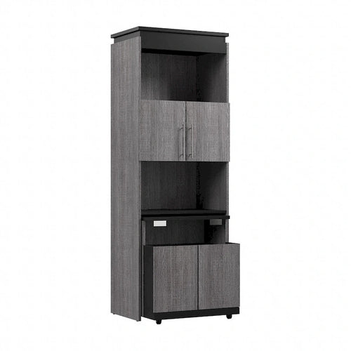 30W Tall Storage Cabinet with Doors and Fold-Out Desk