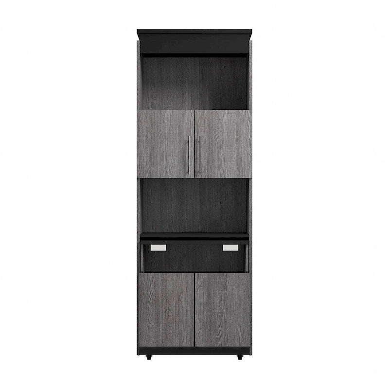 30W Tall Storage Cabinet with Doors and Fold-Out Desk