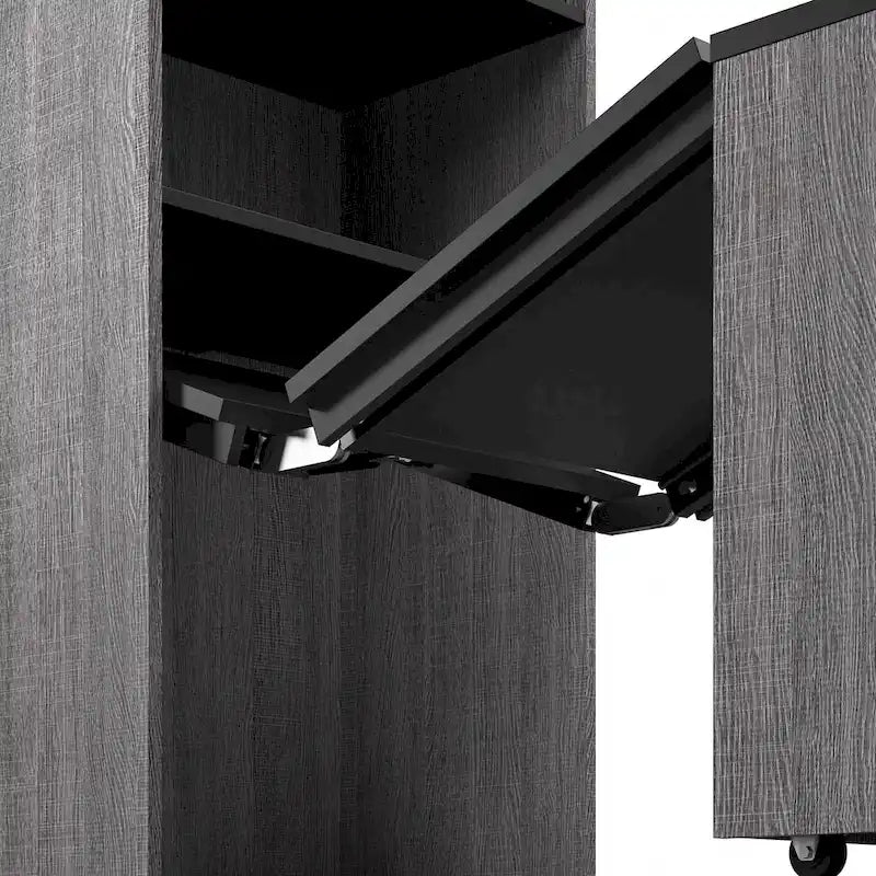 30W Tall Storage Cabinet with Doors and Fold-Out Desk