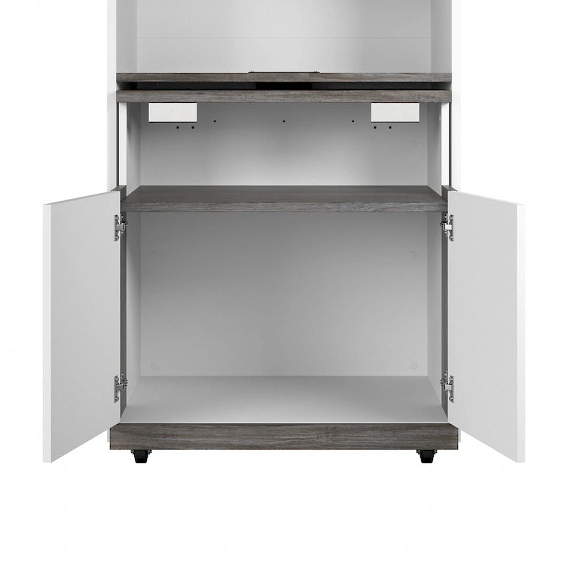 30W Tall Storage Cabinet with Doors and Fold-Out Desk