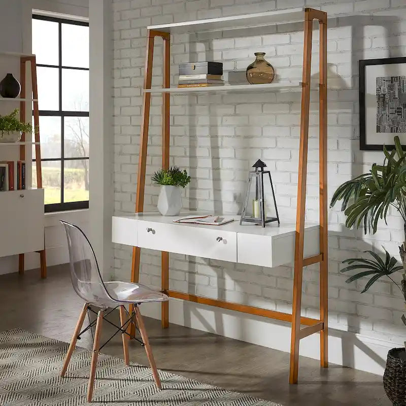 46 Wide Leaning Ladder Desk with Bookcase Option