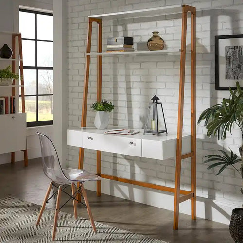 46 Wide Leaning Ladder Desk with Bookcase Option
