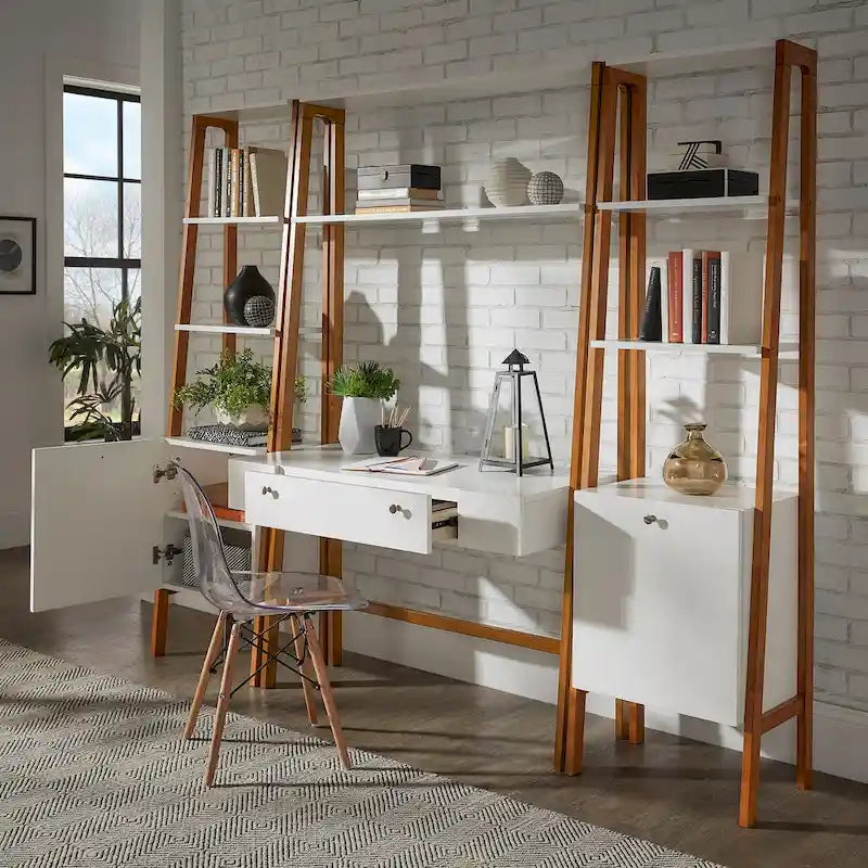 46 Wide Leaning Ladder Desk with Bookcase Option