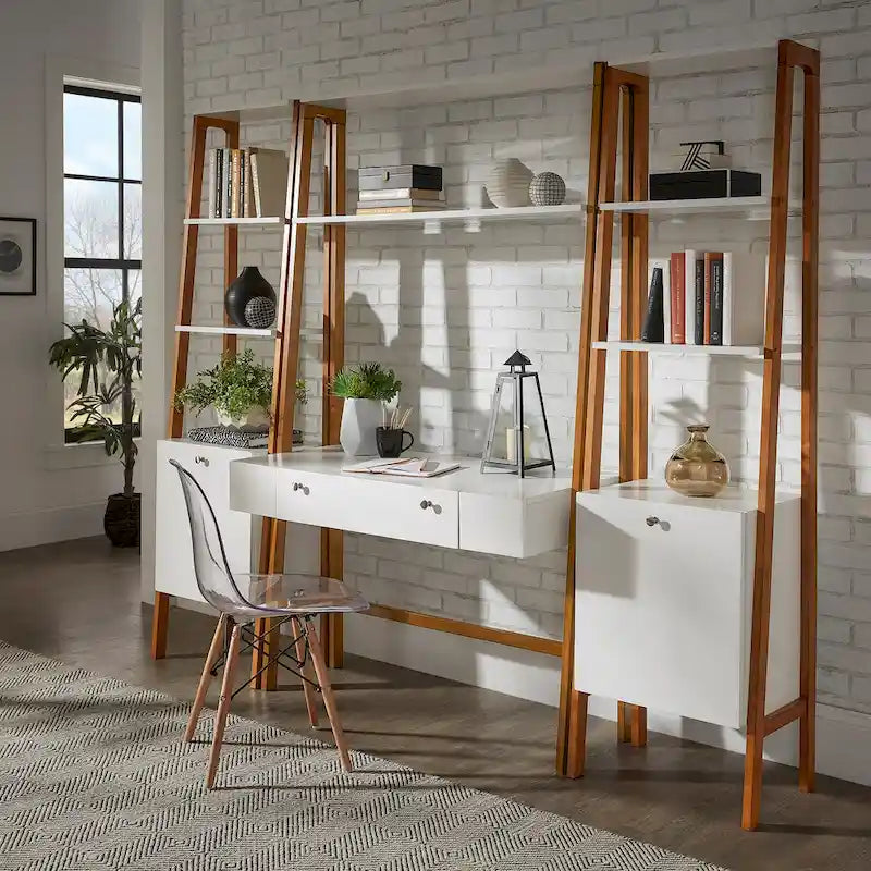 46 Wide Leaning Ladder Desk with Bookcase Option