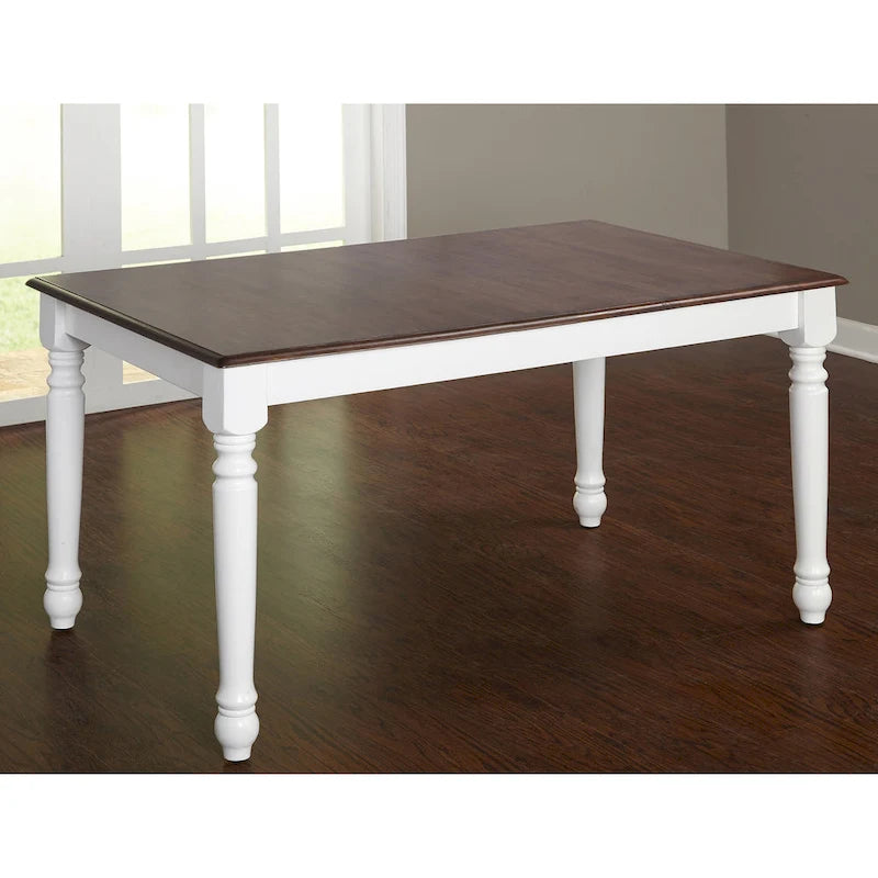 Walnut/White Rubberwood Rectangular Dining Table