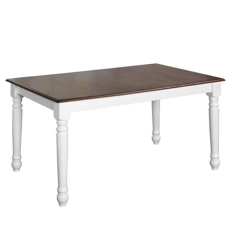 Walnut/White Rubberwood Rectangular Dining Table