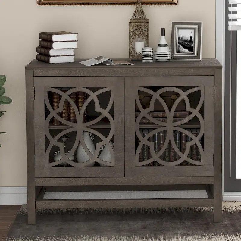 Accent Buffet Sideboard Storage Cabinet with Doors and Adjustable Shelf