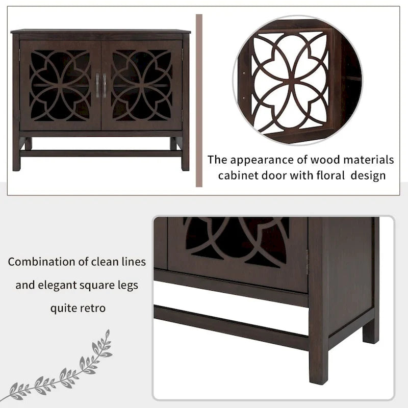 Accent Buffet Sideboard Storage Cabinet with Doors and Adjustable Shelf