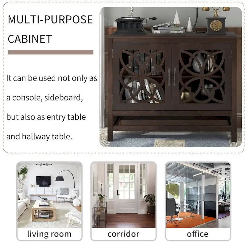Accent Buffet Sideboard Storage Cabinet with Doors and Adjustable Shelf