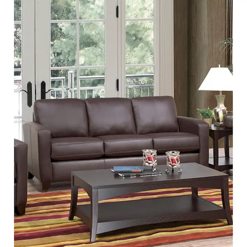 Italian Top Grain Leather Transitional Sofa
