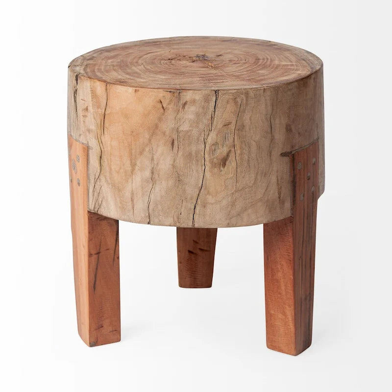 Rustic Solid Reclaimed Wood Stool