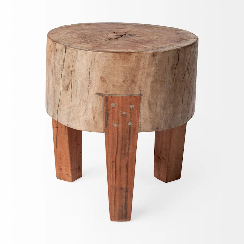 Rustic Solid Reclaimed Wood Stool